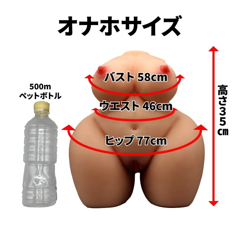大型トルソーオナホを500mlぺっどボトルと大きさ比較した画像