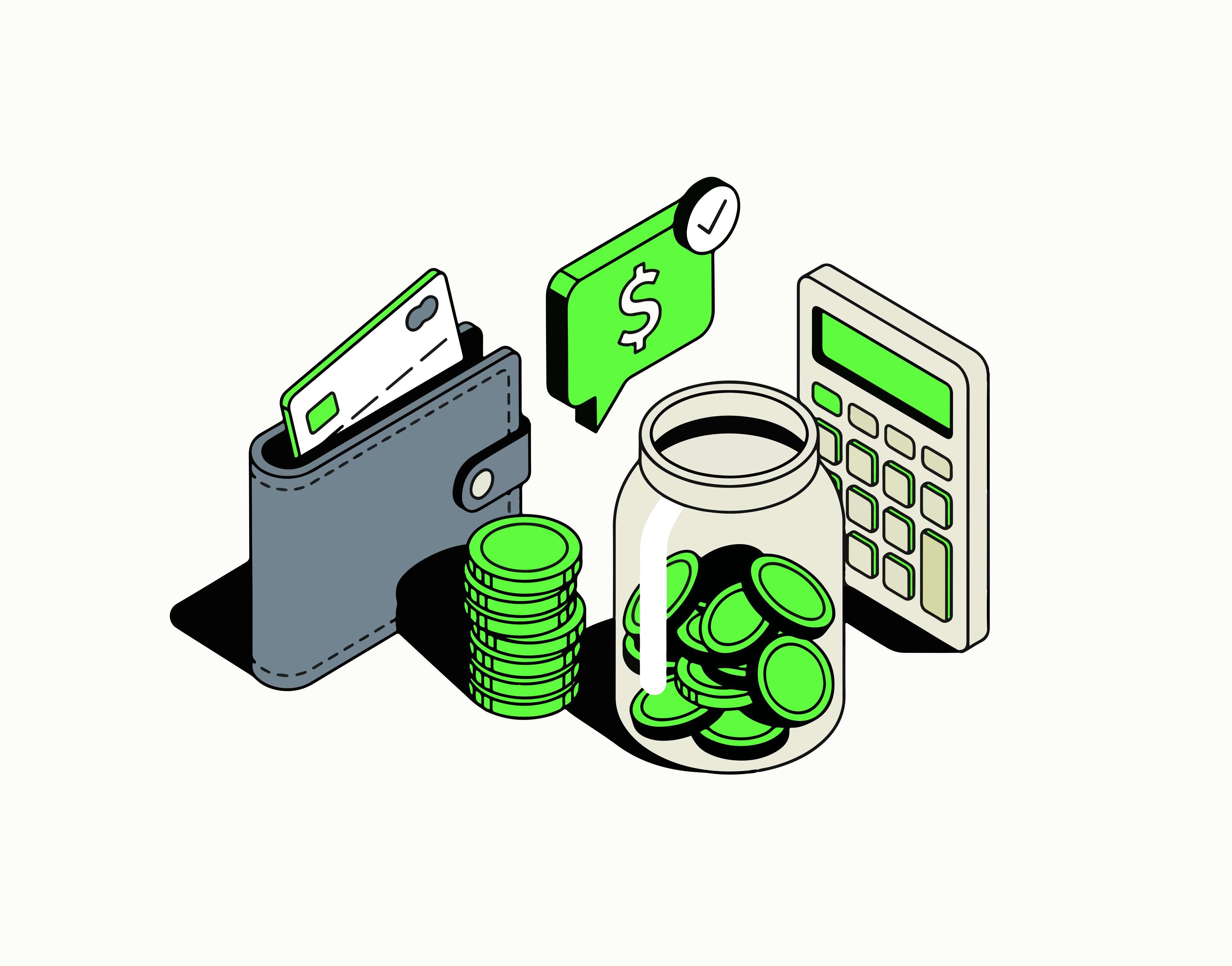 財布や瓶に入ったお金